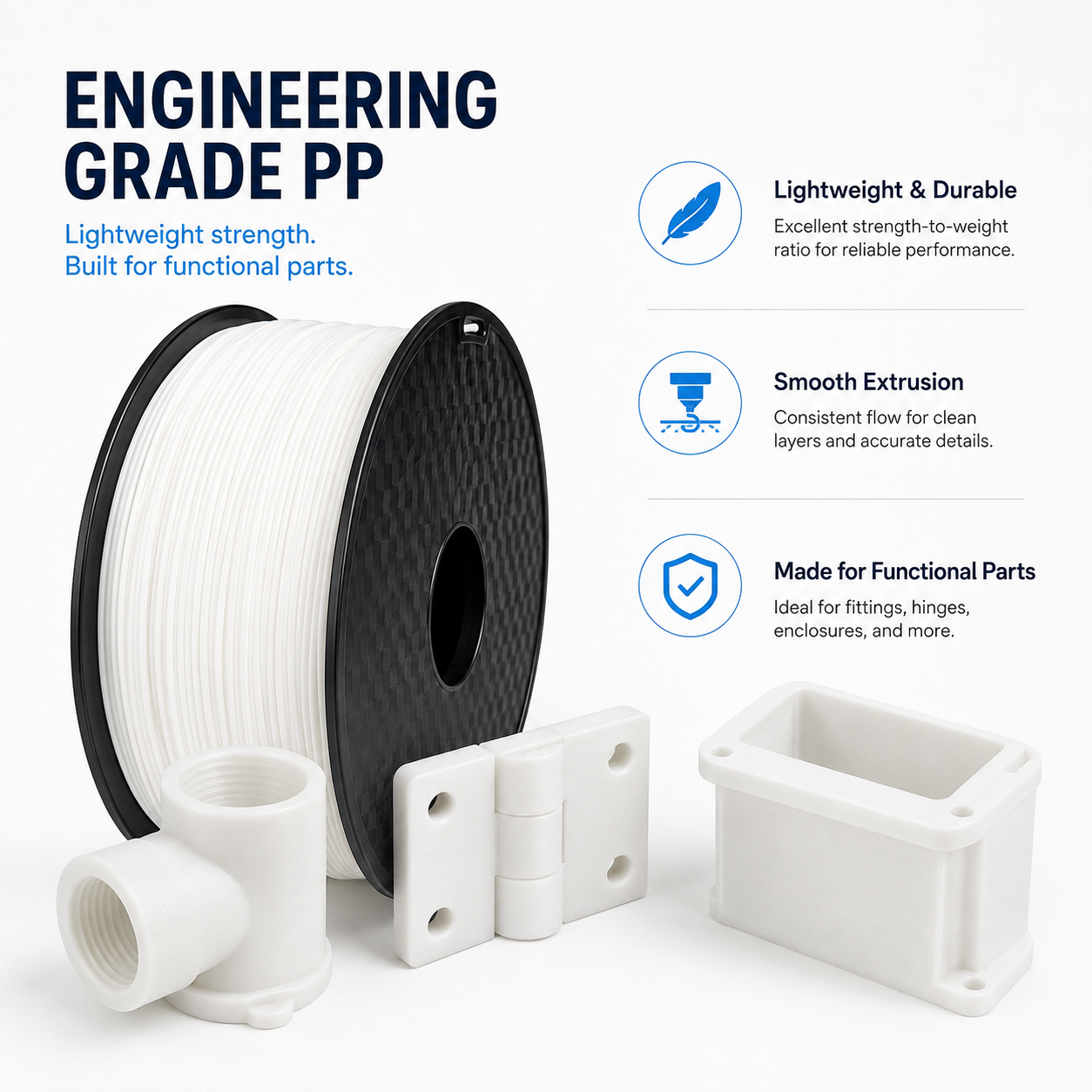 PP Filament 1.75mm 1kg Durable Engineering 3D Printing Material