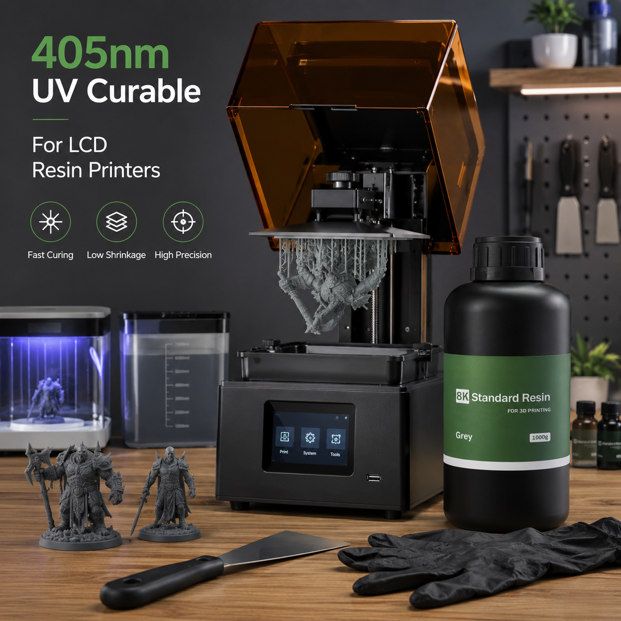 8K Standard Resin High Precision UV Curable 405nm UV Resin for LCD Resin 3D Printers
