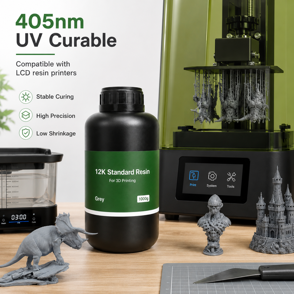 12K Standard Resin High Precision 405nm UV Resin for LCD SLA 3D Printers