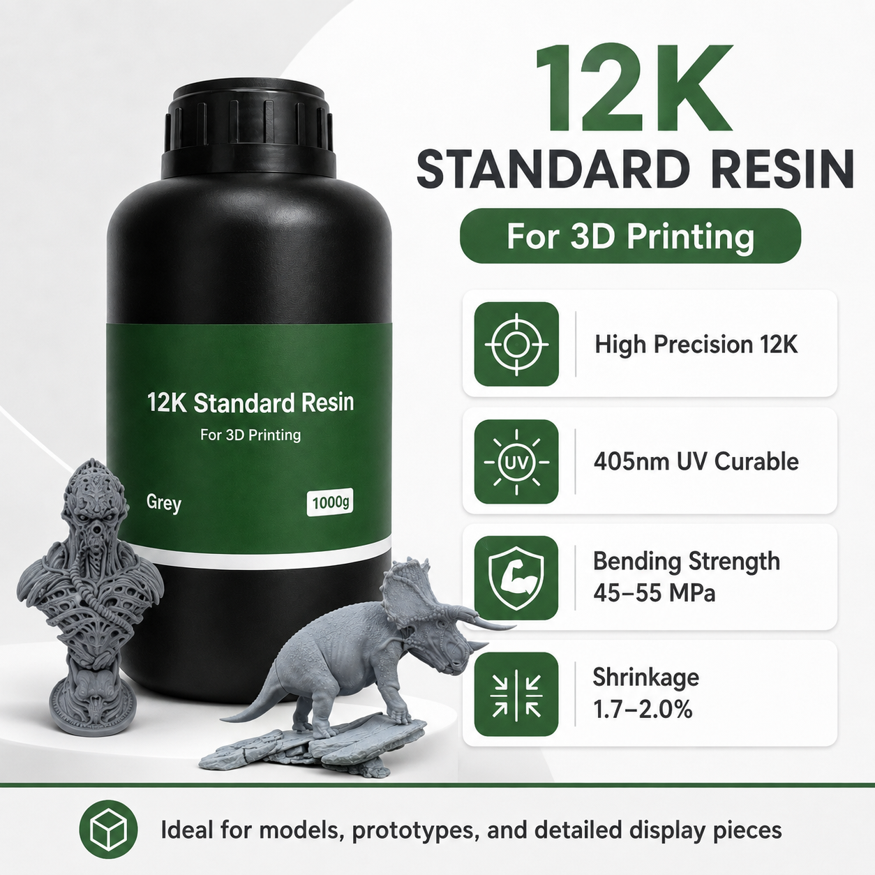 12K Standard Resin High Precision 405nm UV Resin for LCD SLA 3D Printers