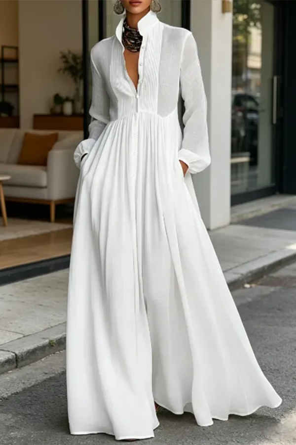 Elegant Linen Blend Maxi Dress with Pockets(Buy 2 Free Shipping)