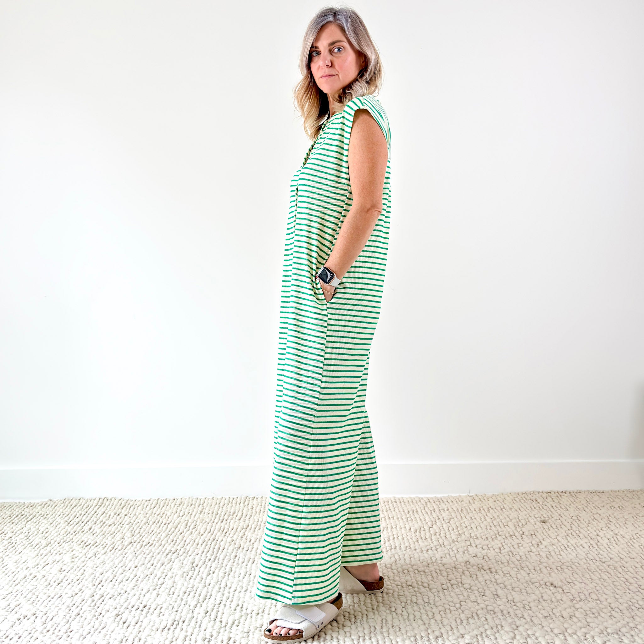 SALE Striped Button Front Jumpsuit