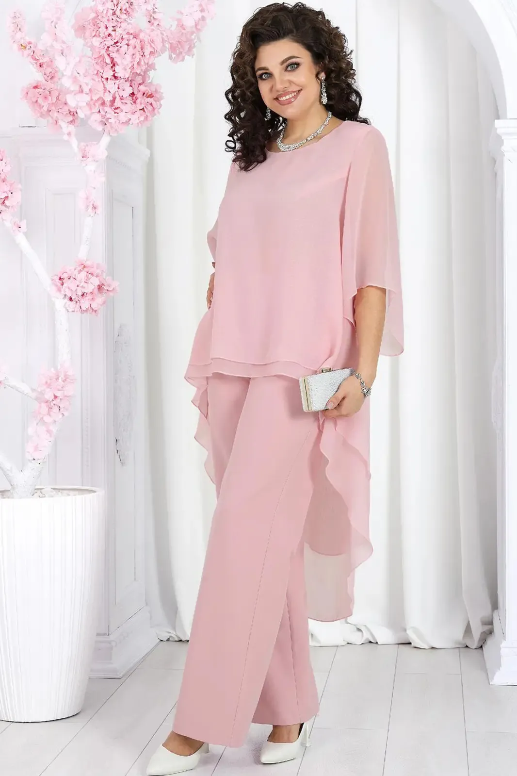 Trouser Suit Women's Festive Elegant Two Piece Elegant 2-Piece Set Large Sizes Trouser Suits Evening Suit Sets