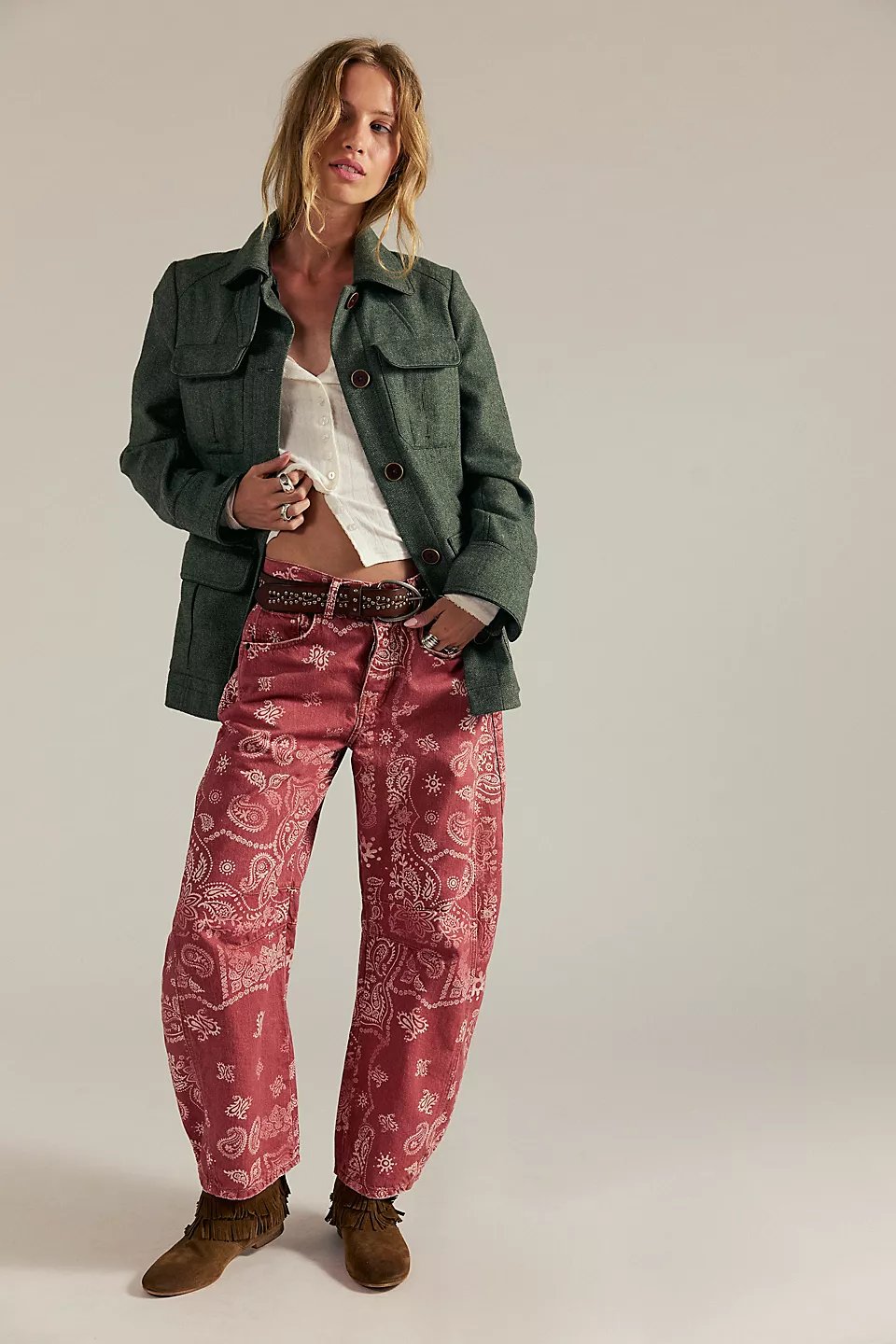 Versatile Western Cowboy Wide-Leg Jeans: Casual Loose-Fitting Jeans