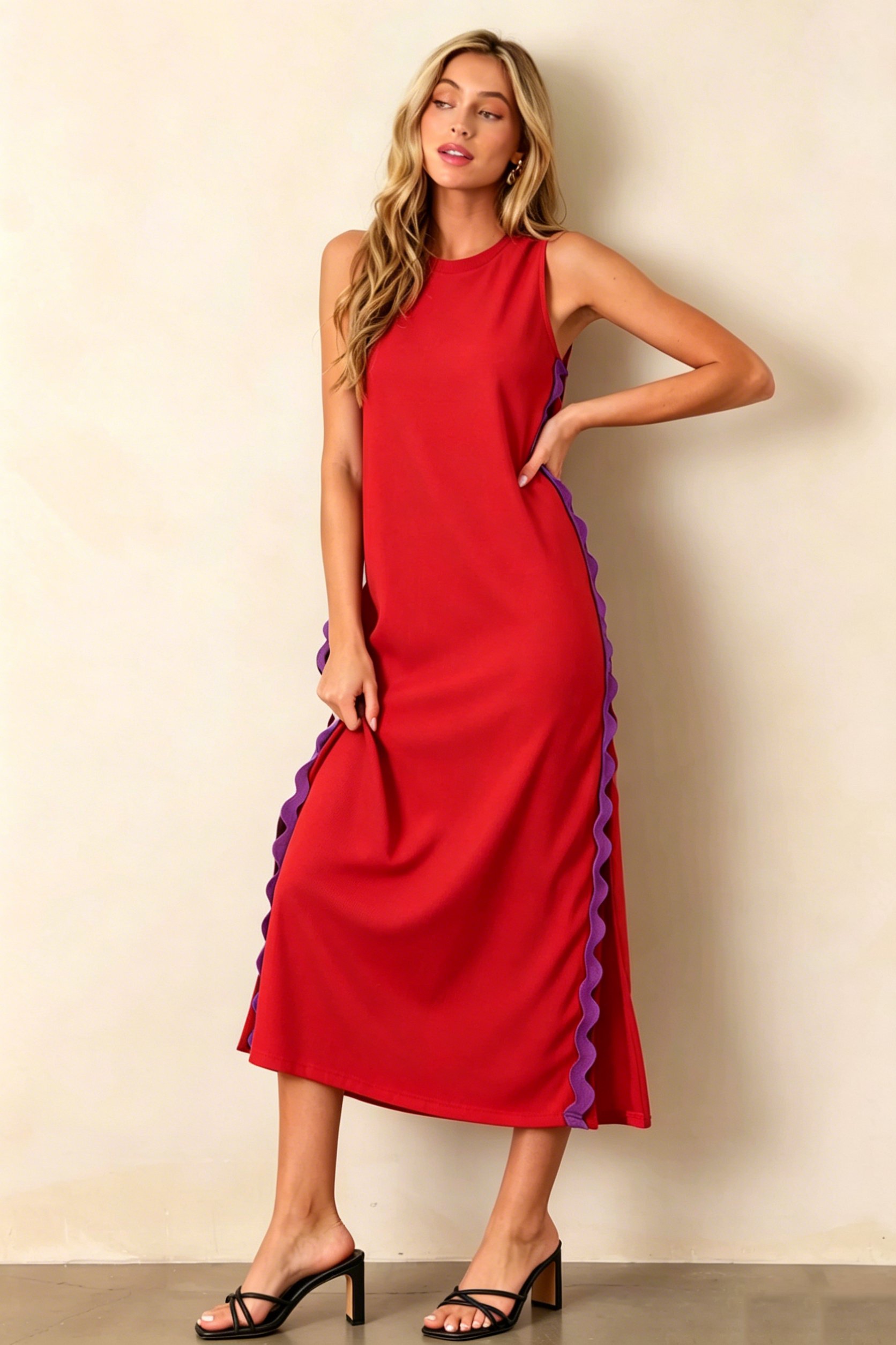 Women's Boho Floral Side Slit Maxi Dress
