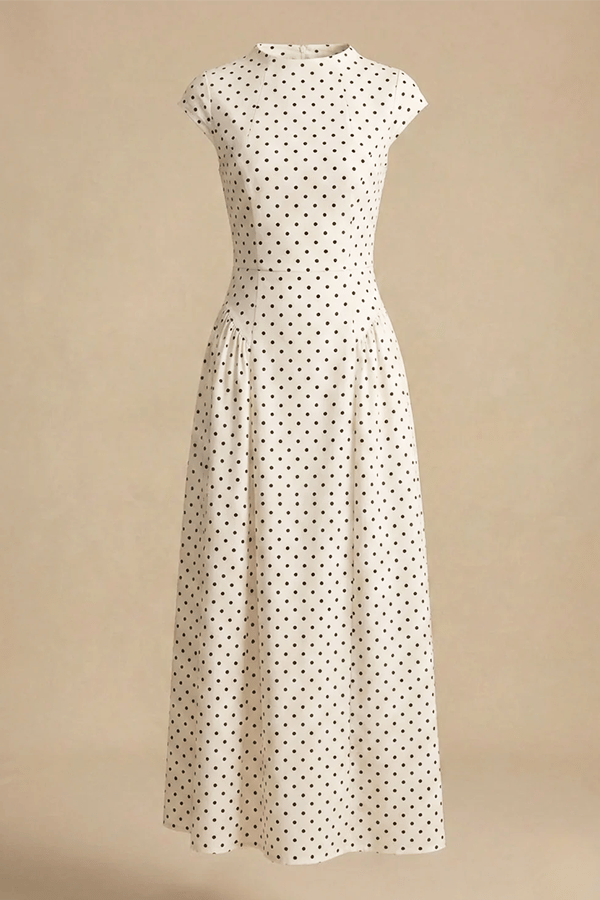 Women’s Polka Dot Maxi Dress – Sleeveless A-Line Long Dress