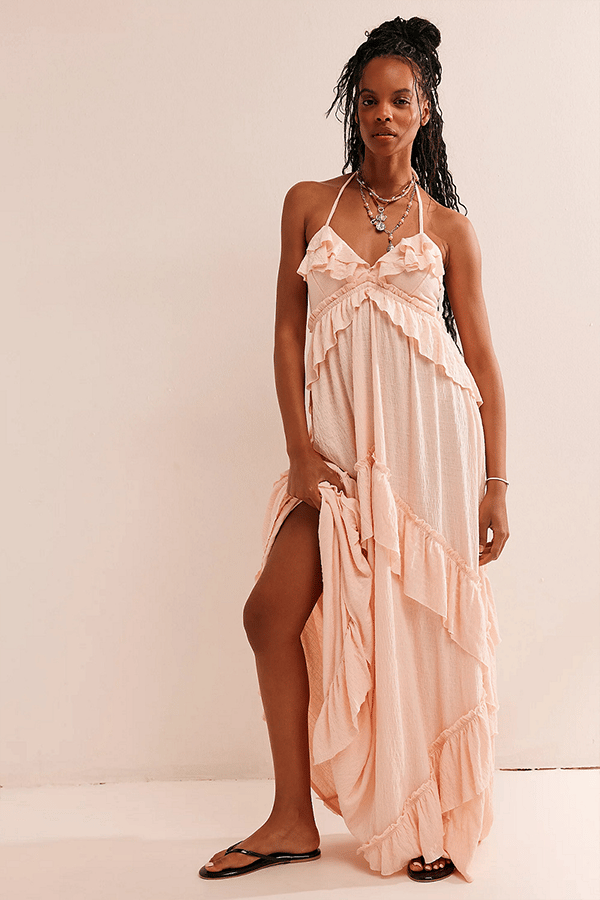 Women's Leaf-Print Backless Maxi Dress(Buy 2 Free Shipping)