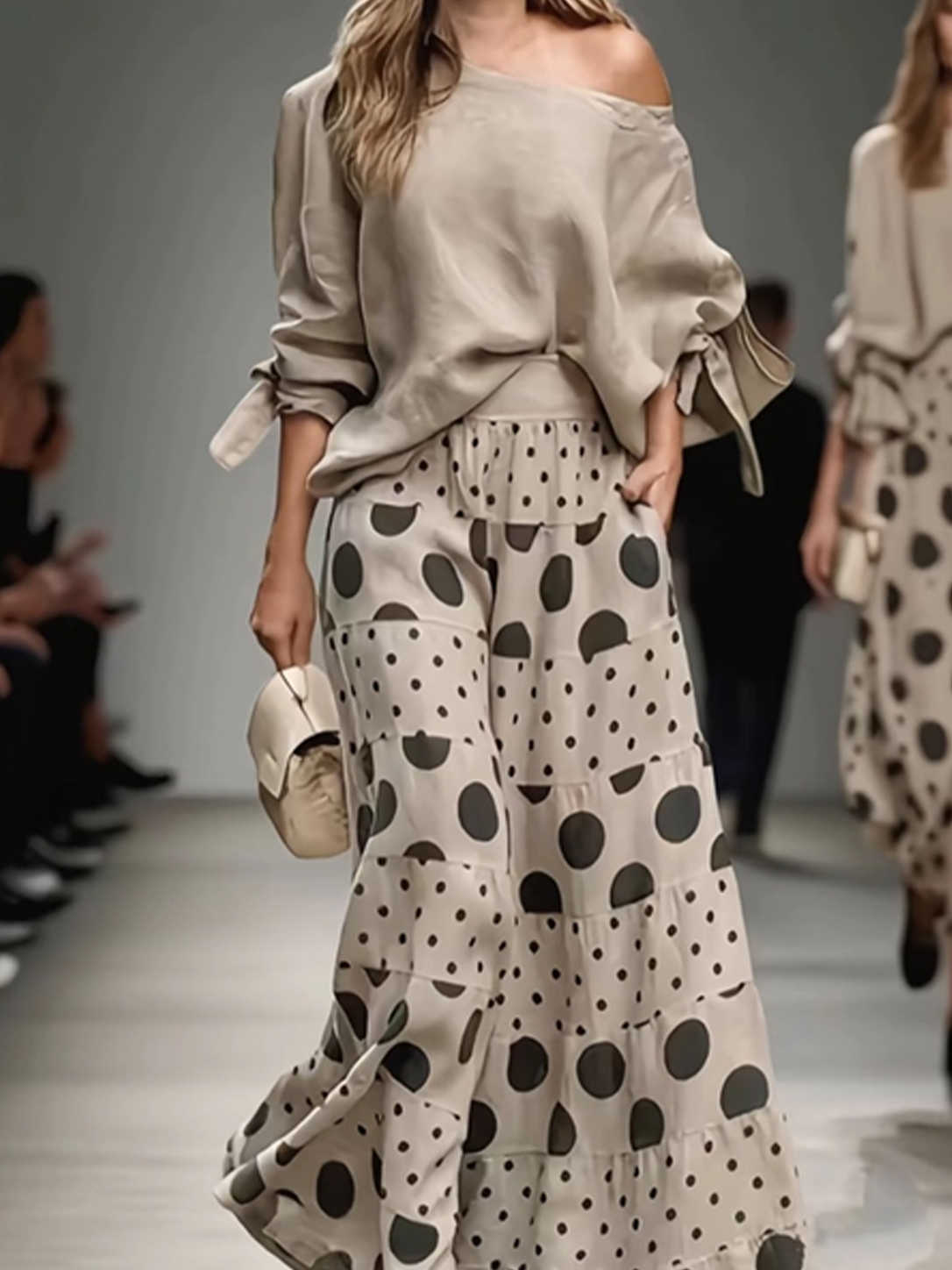 Fashion Summer Set – Diagonal Neck Blouse & Wide Leg Pants