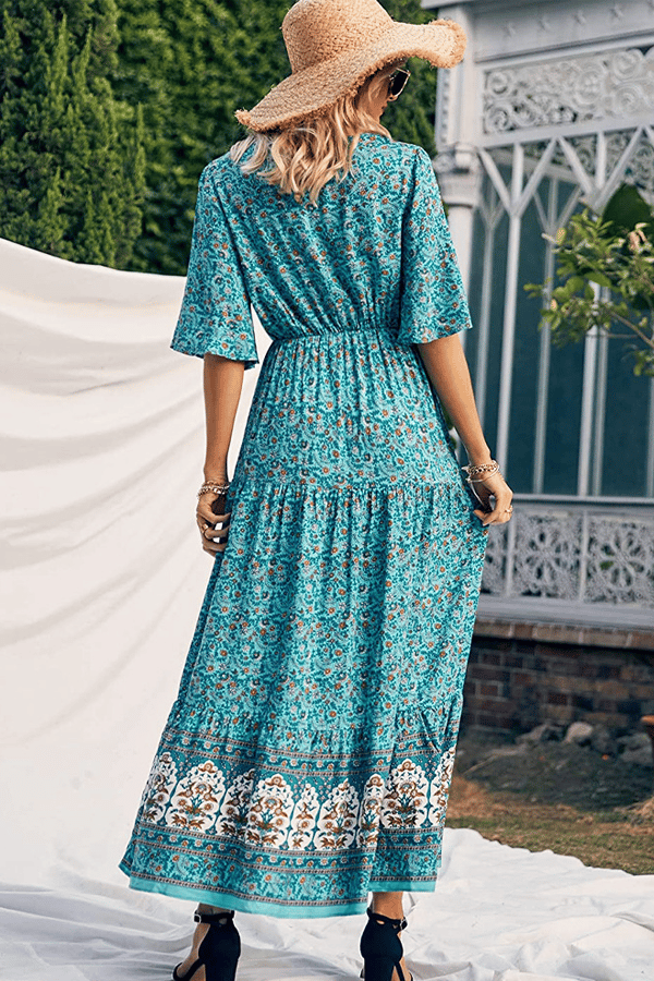Women’s Bohemian Cotton Tie-Waist Maxi Dress(Buy 2 Free Shipping)