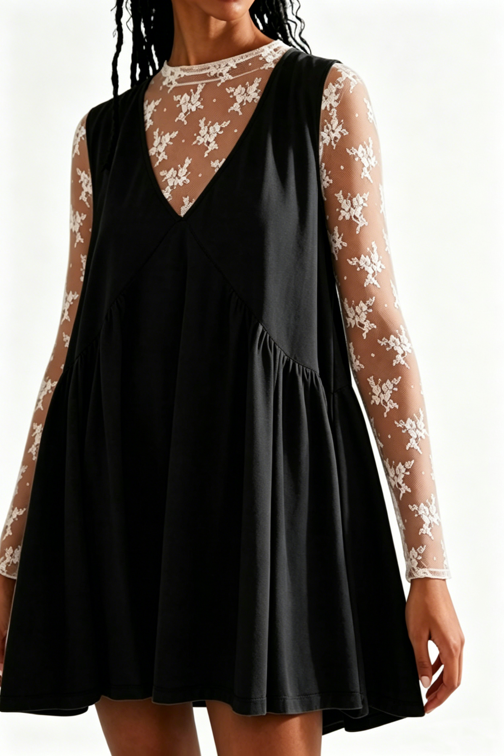 Women's Summer V-Neck Tank Dress + Lace Overlay Shirt — 2026 New Fashion Arrival