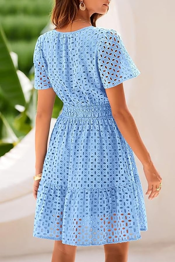 Women’s Summer V-Neck Lace Mini Dress(Buy 2 Free Shipping)