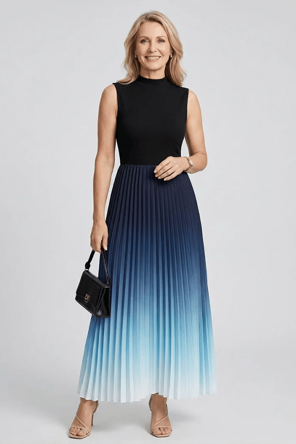 Women's Plus Size Ombre Pleated Maxi Dress