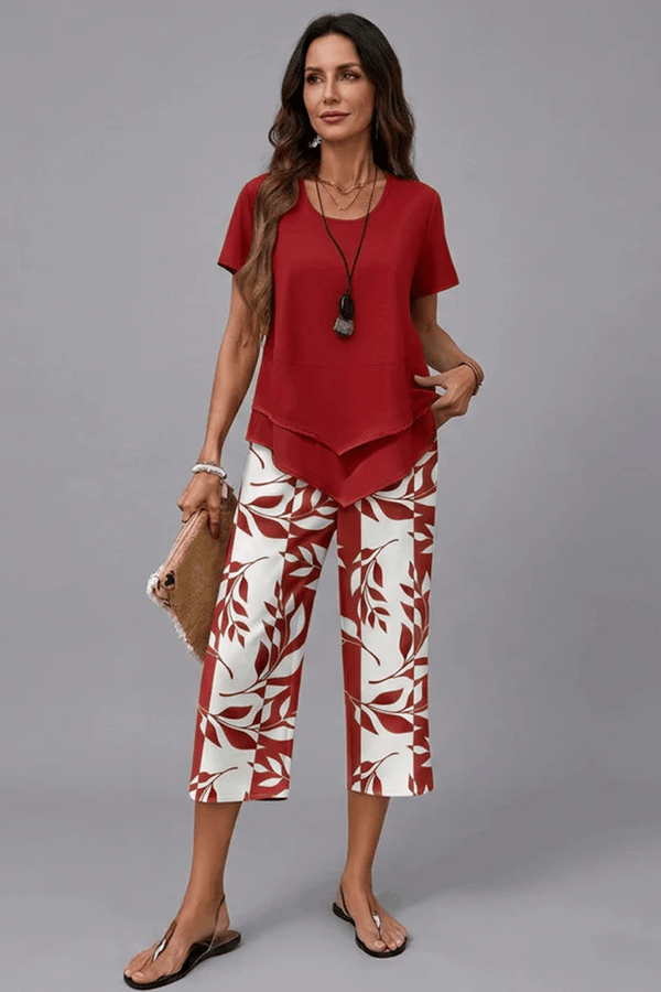 Women's Printed 2-Piece Lounge Set - Effortless Vacation-Ready Style