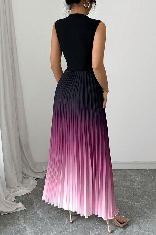 Women's Plus Size Ombre Pleated Maxi Dress