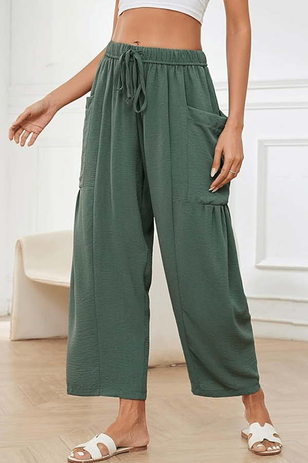 Women's Linen 3/4-Length Wide-Leg Pants with Pockets(Buy 2 Free Shipping)