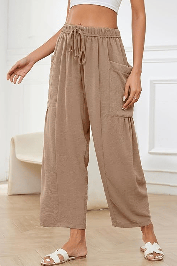 Women's Linen 3/4-Length Wide-Leg Pants with Pockets(Buy 2 Free Shipping)