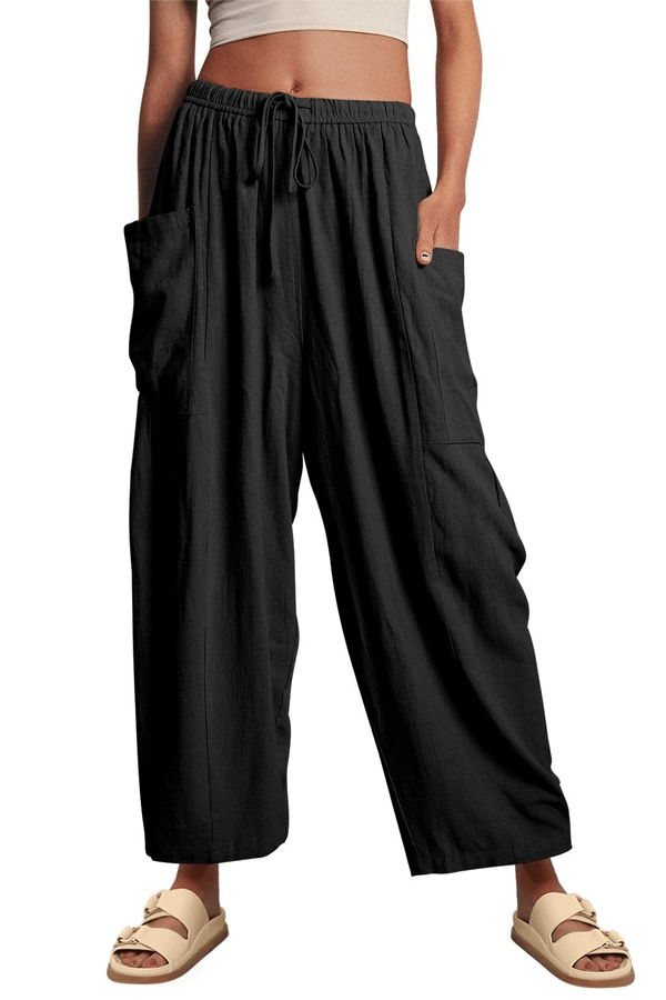 Women's Linen 3/4-Length Wide-Leg Pants with Pockets(Buy 2 Free Shipping)
