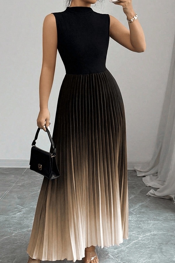 Women's Plus Size Ombre Pleated Maxi Dress