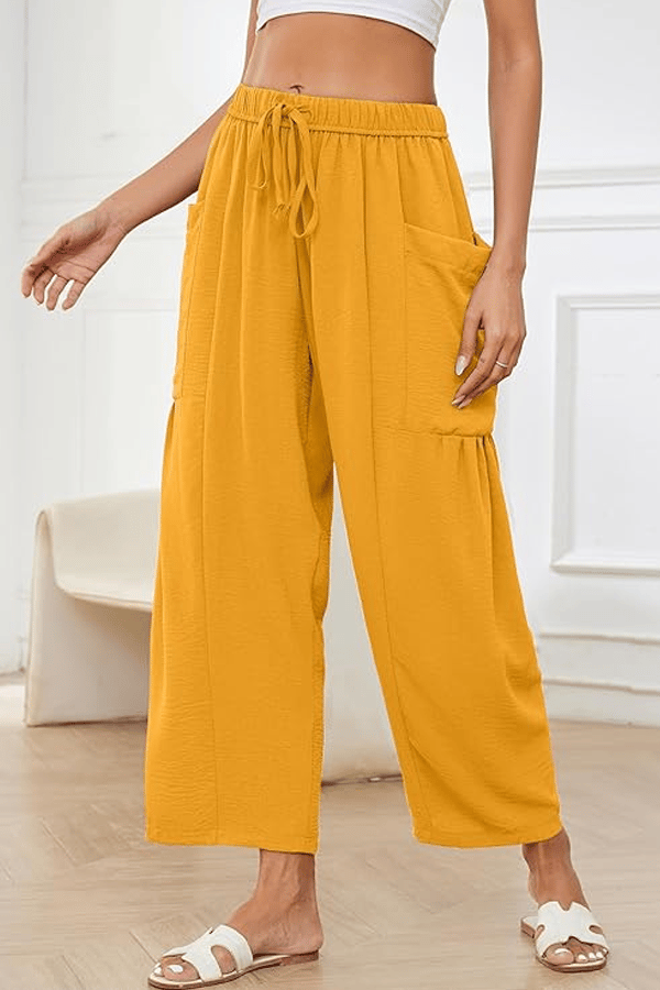 Women's Linen 3/4-Length Wide-Leg Pants with Pockets(Buy 2 Free Shipping)