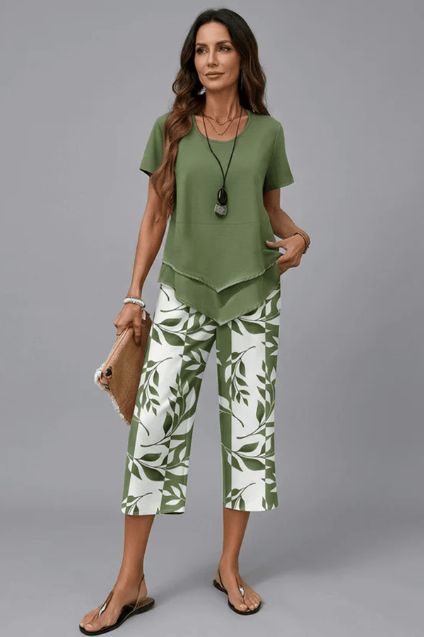 Women's Printed 2-Piece Lounge Set - Effortless Vacation-Ready Style
