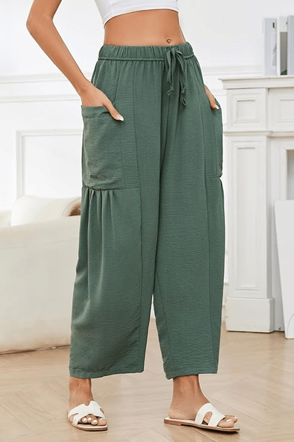 Women's Linen 3/4-Length Wide-Leg Pants with Pockets(Buy 2 Free Shipping)