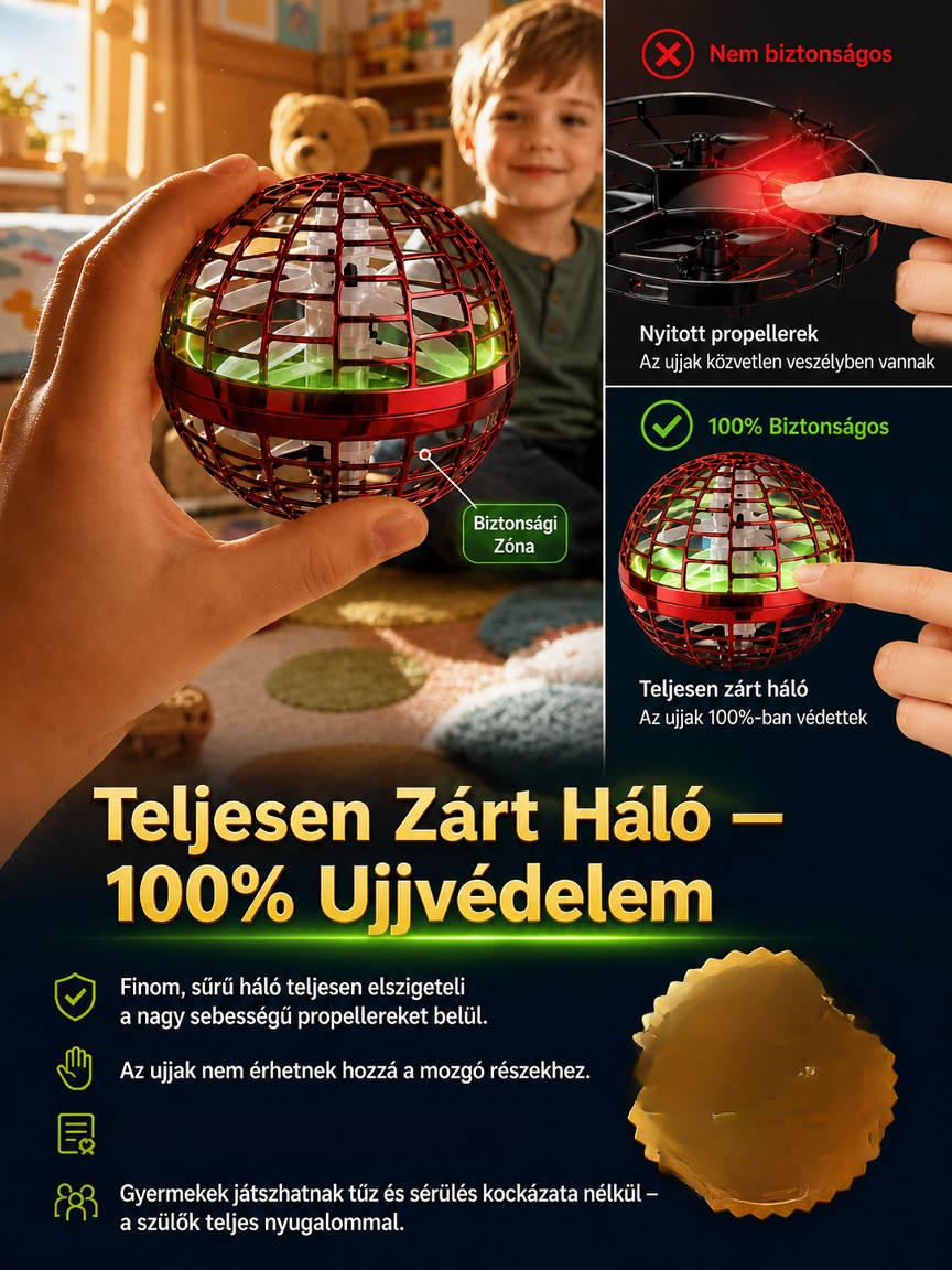 LED-es Varázslabda🛸360° Védelem, Automatikus Visszatérés
