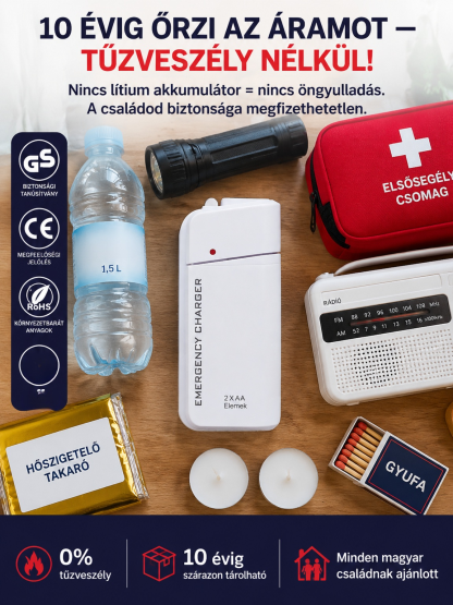 【-50% Akció】Hordozható AA Elemes Vésztöltő - Azonnali Áram Bárhol