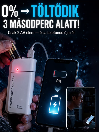 【-50% Akció】Hordozható AA Elemes Vésztöltő - Azonnali Áram Bárhol