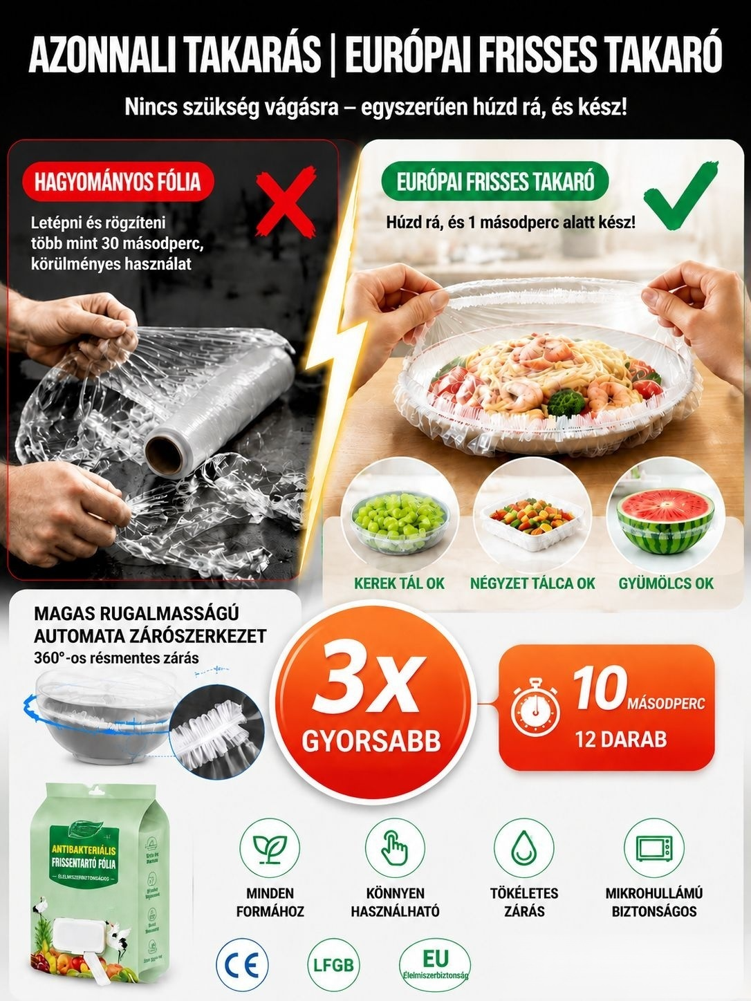 Német Orvosi Minőségű Antibakteriális Frissentartó Ételtakaró - 50% Akció