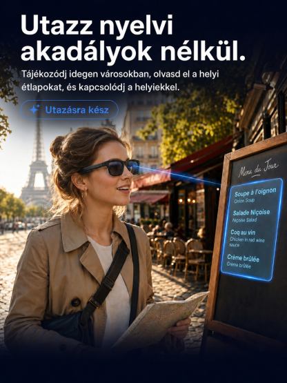 🕶️Intelligens AI Fordítószemüveg，Valós idejű fordítás és HD kihangosító vezetéshez