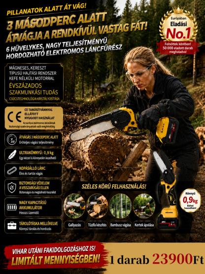 【 -80% Akció 】6" Hordozható Akkus Láncfűrész(Akkumulátorral + Koffer)- Utánvétes Fizetés