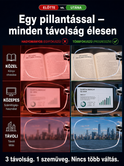 17g Ultrakönnyű Progresszív Szemüveg Képernyőhöz | 50% OFF + Utánvétes Fizetés