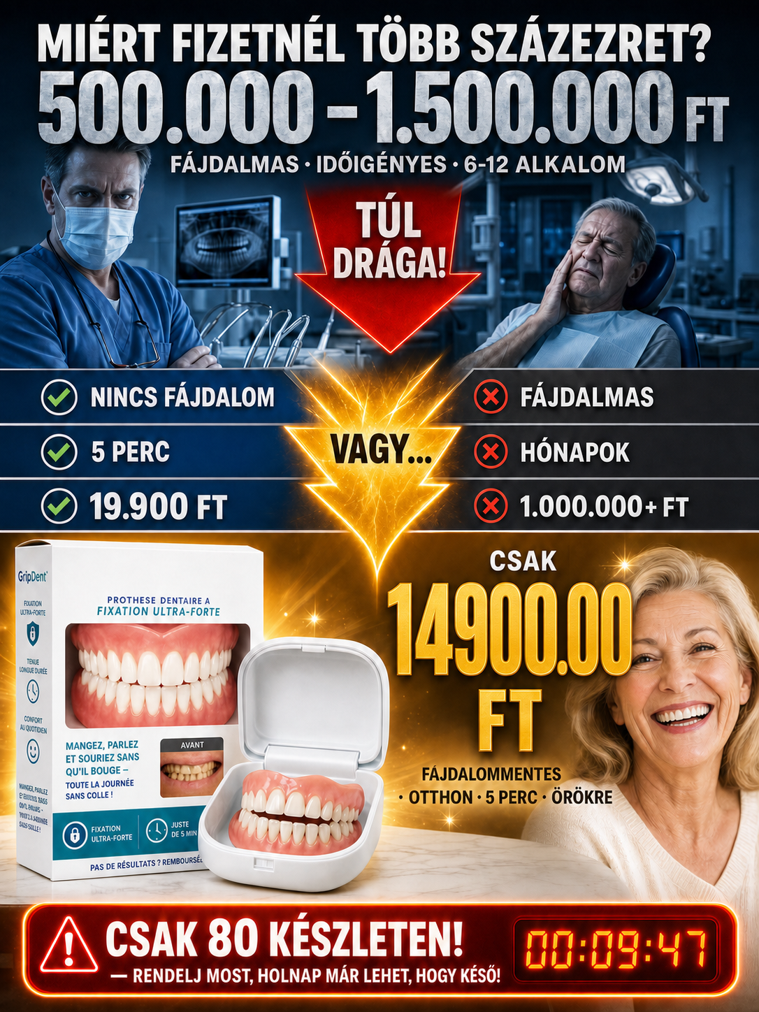 ✨Prémium Ideiglenes Fogpótló Készlet – Azonnali & Fájdalommentes Tökéletes Mosoly Otthon (Utánvéttel)