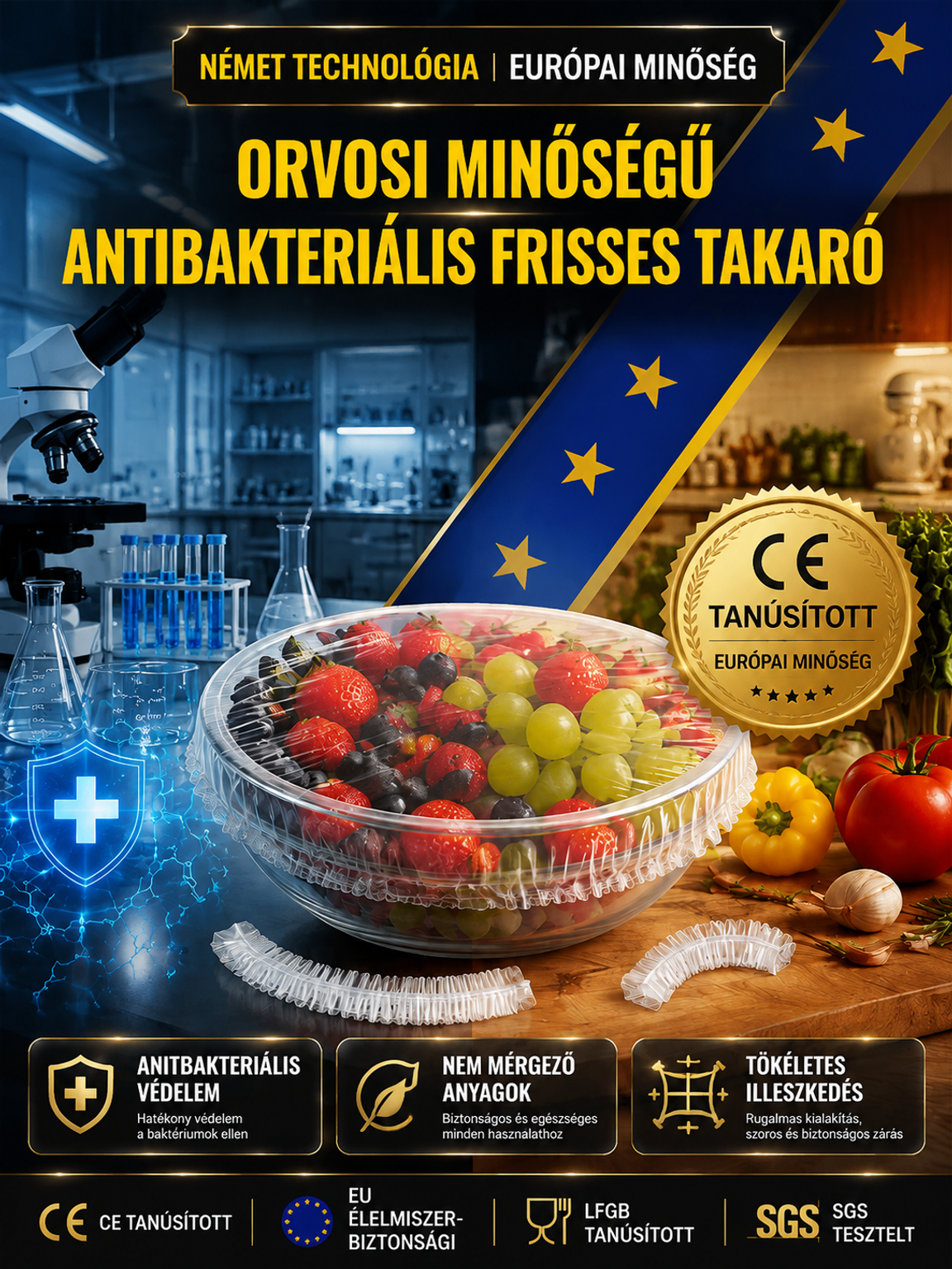 Német Orvosi Minőségű Antibakteriális Frissentartó Ételtakaró - 50% Akció