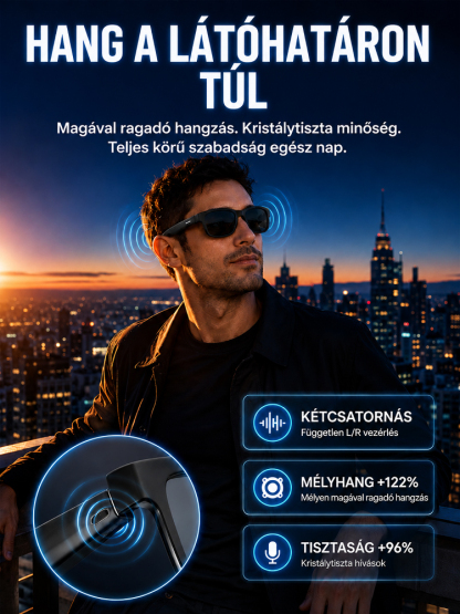 🕶️Intelligens AI Fordítószemüveg，Valós idejű fordítás és HD kihangosító vezetéshez