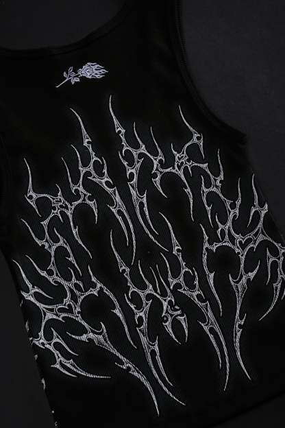 Nightfall Cropped Ribbed Tank in Black