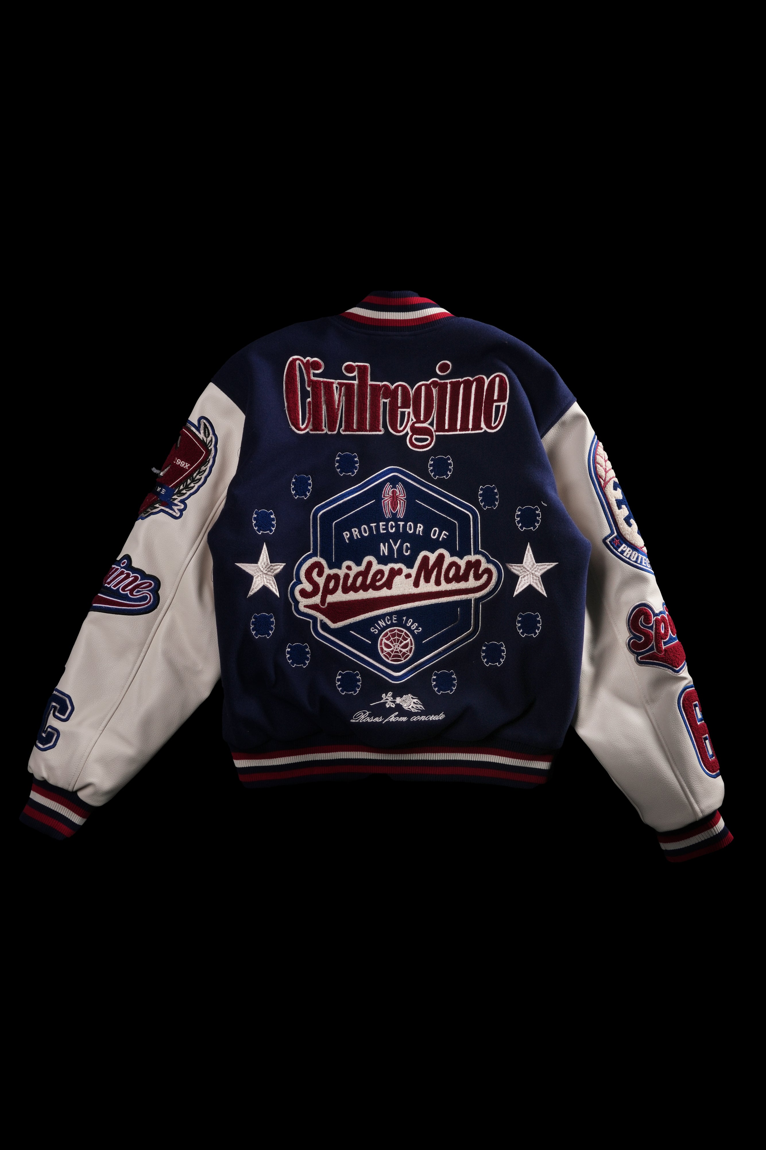 Protector Of NYC Letterman Jacket in Navy/Butter