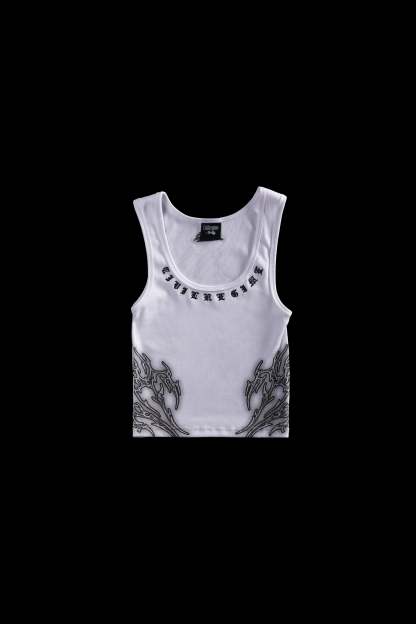 Nightfall Cropped Ribbed Tank in White
