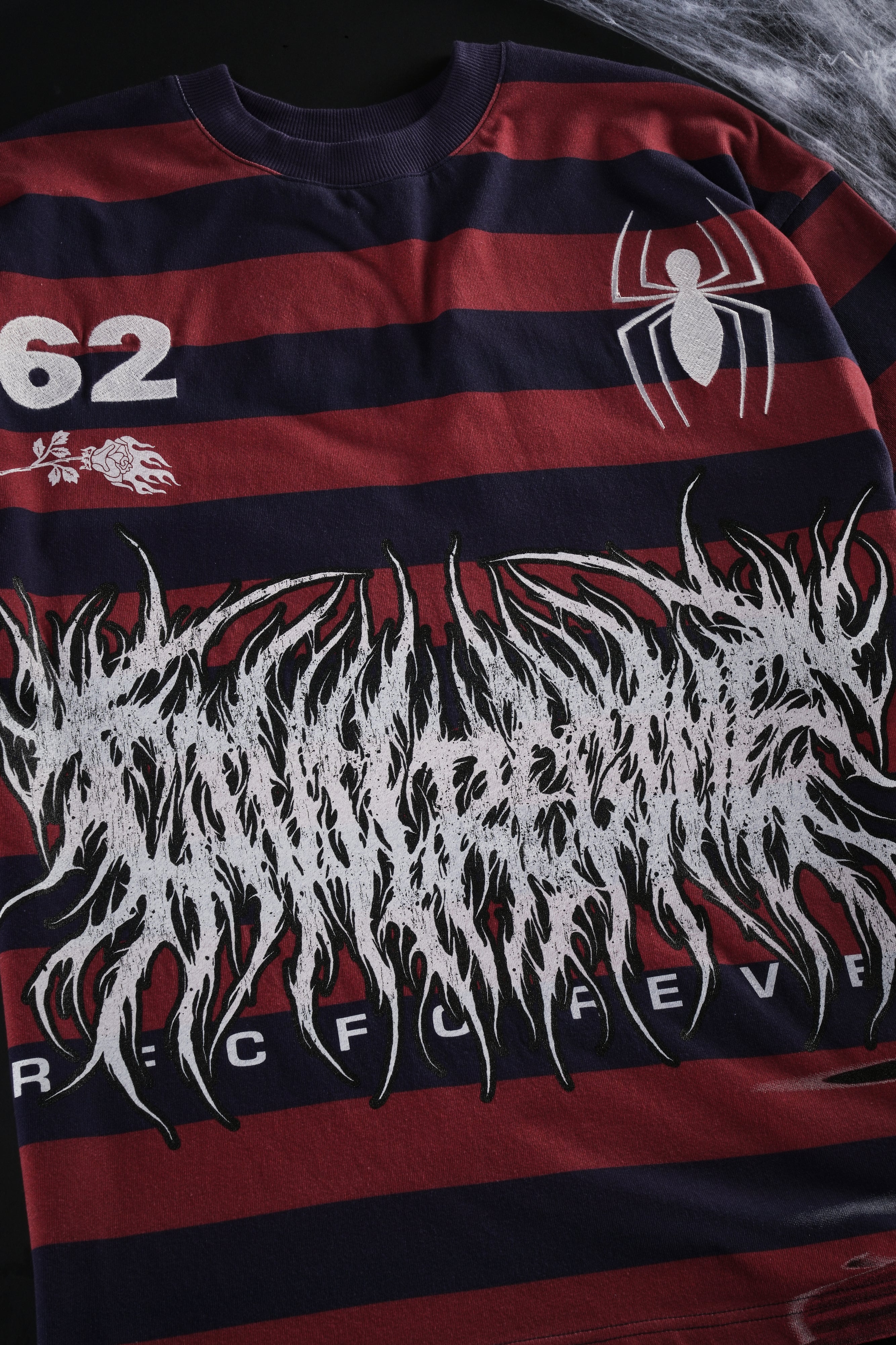 American Chaos SBS 199X Oversized Tee in Blue/Red Stripes