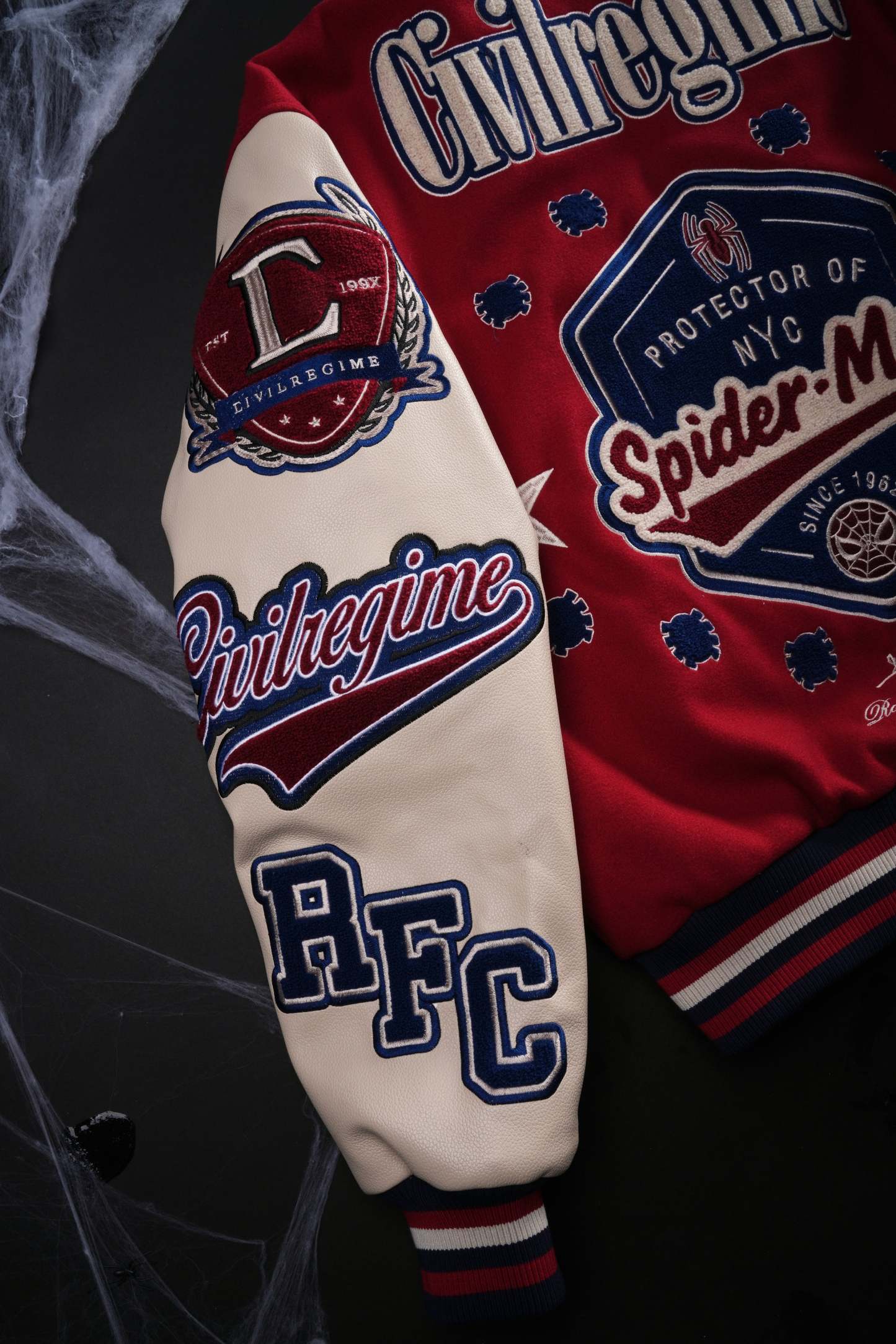 Protector Of NYC Letterman Jacket in Red/Sand