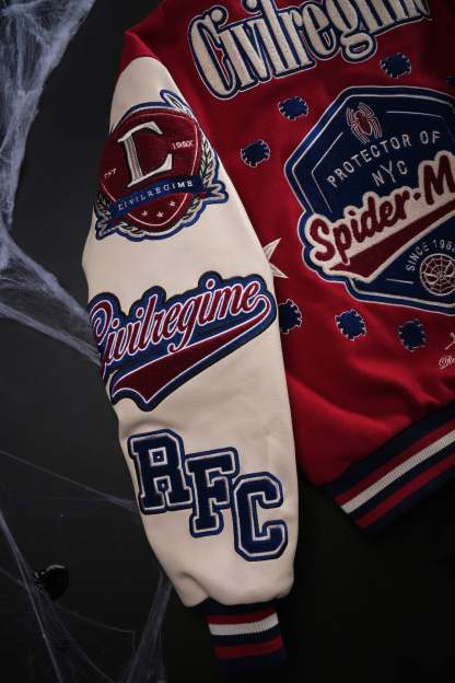 Protector Of NYC Letterman Jacket in Red/Sand