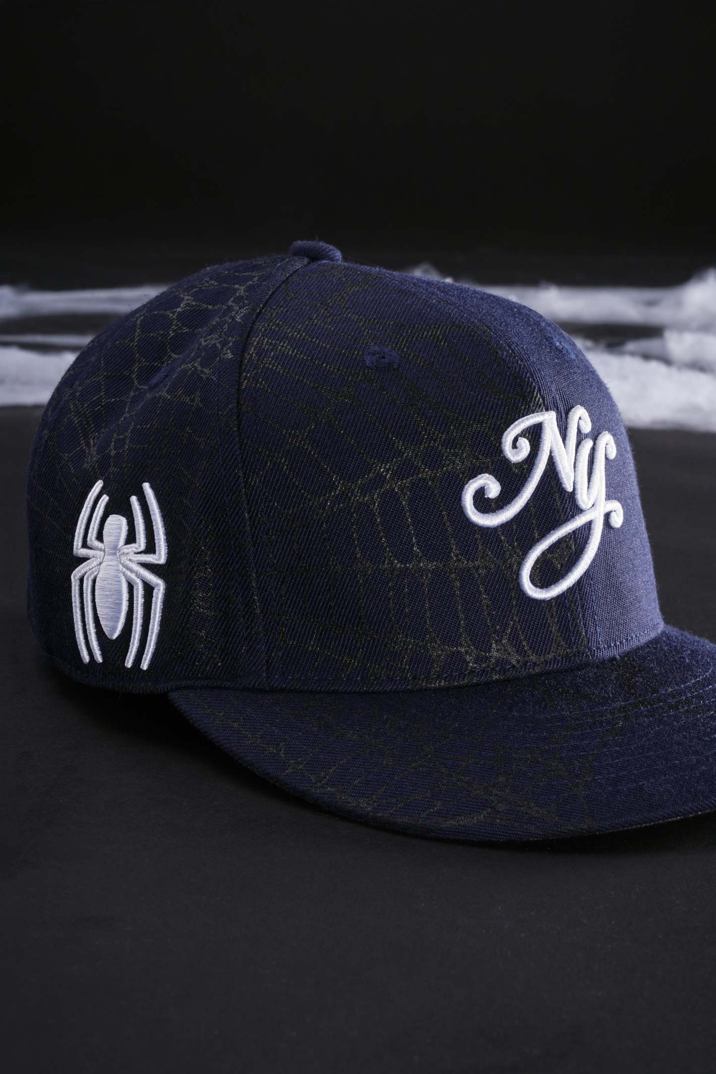 New York Webs Fitted Hat in Navy Blue