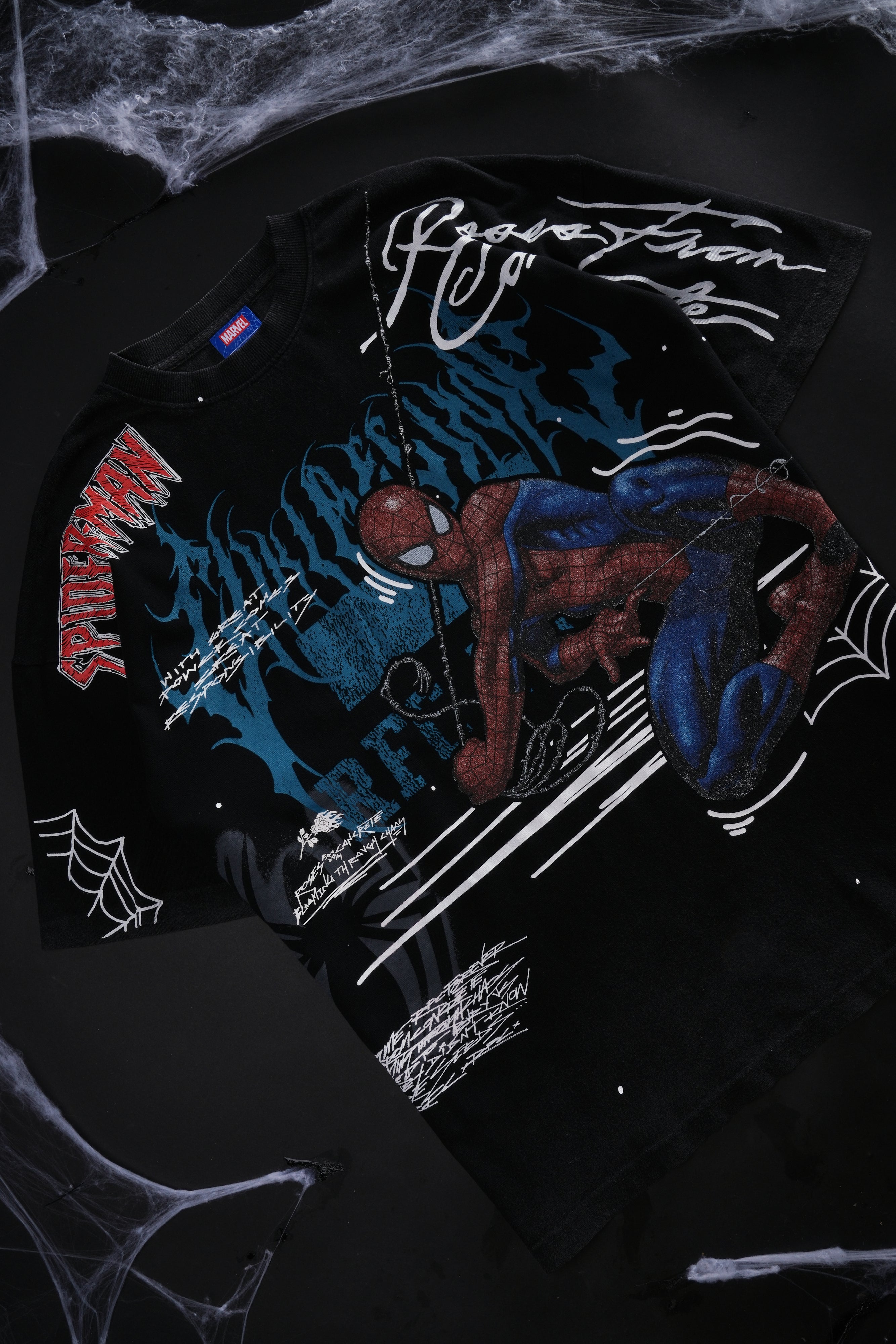 Team Spidey American Classic Oversized Tee in Vintage Black