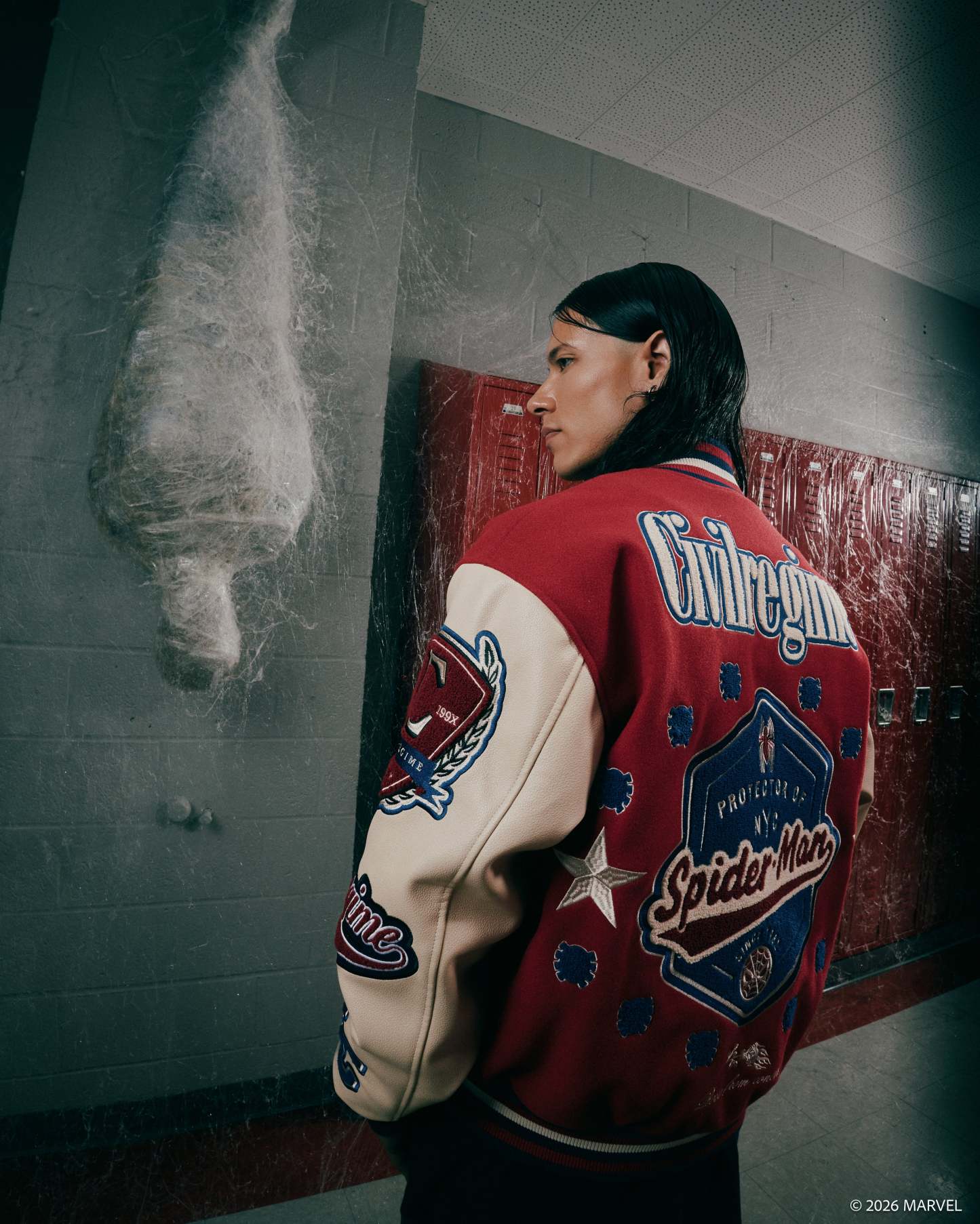 Protector Of NYC Letterman Jacket in Red/Sand
