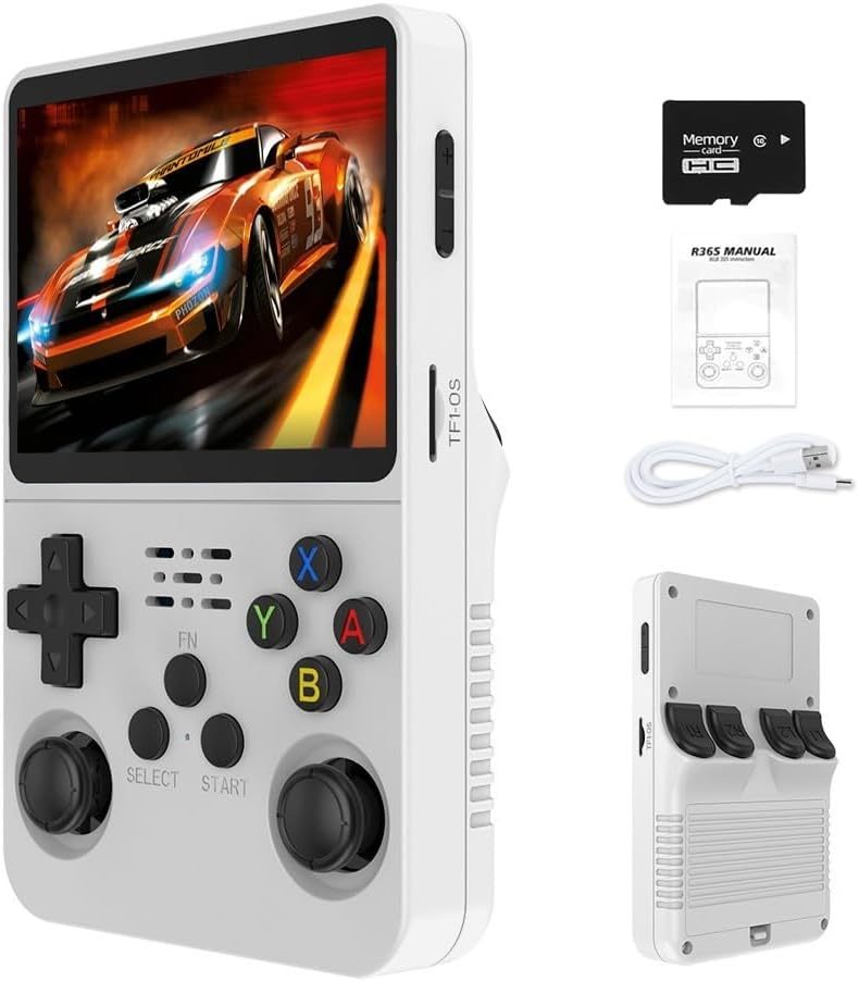 R36S 2026 New Retro Handheld Game Console, 20000+ HD Games Mini Retro Video Console, 3.5 Inch IPS Screen, Portable Arcade Video Gaming Console Gift for Adults (White)