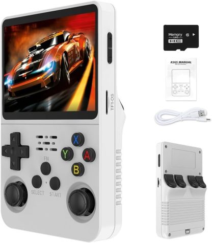 R36S 2026 New Retro Handheld Game Console, 20000+ HD Games Mini Retro Video Console, 3.5 Inch IPS Screen, Portable Arcade Video Gaming Console Gift for Adults (White)