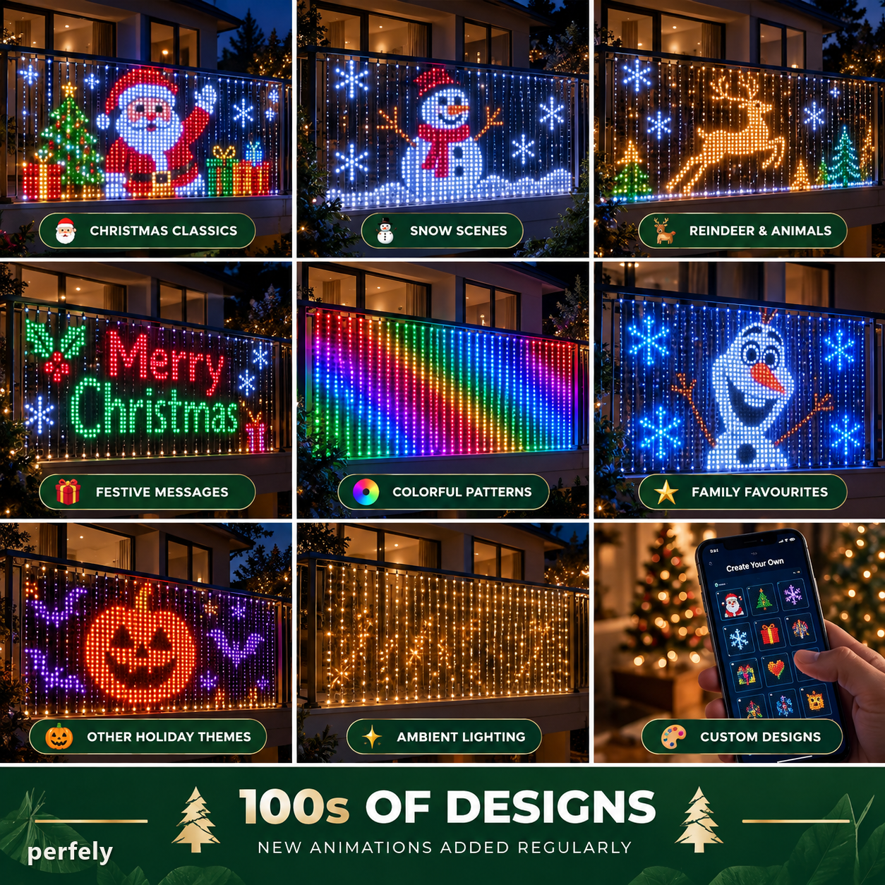 perfely Smart Animated Christmas Balcony Lights gallery image 2