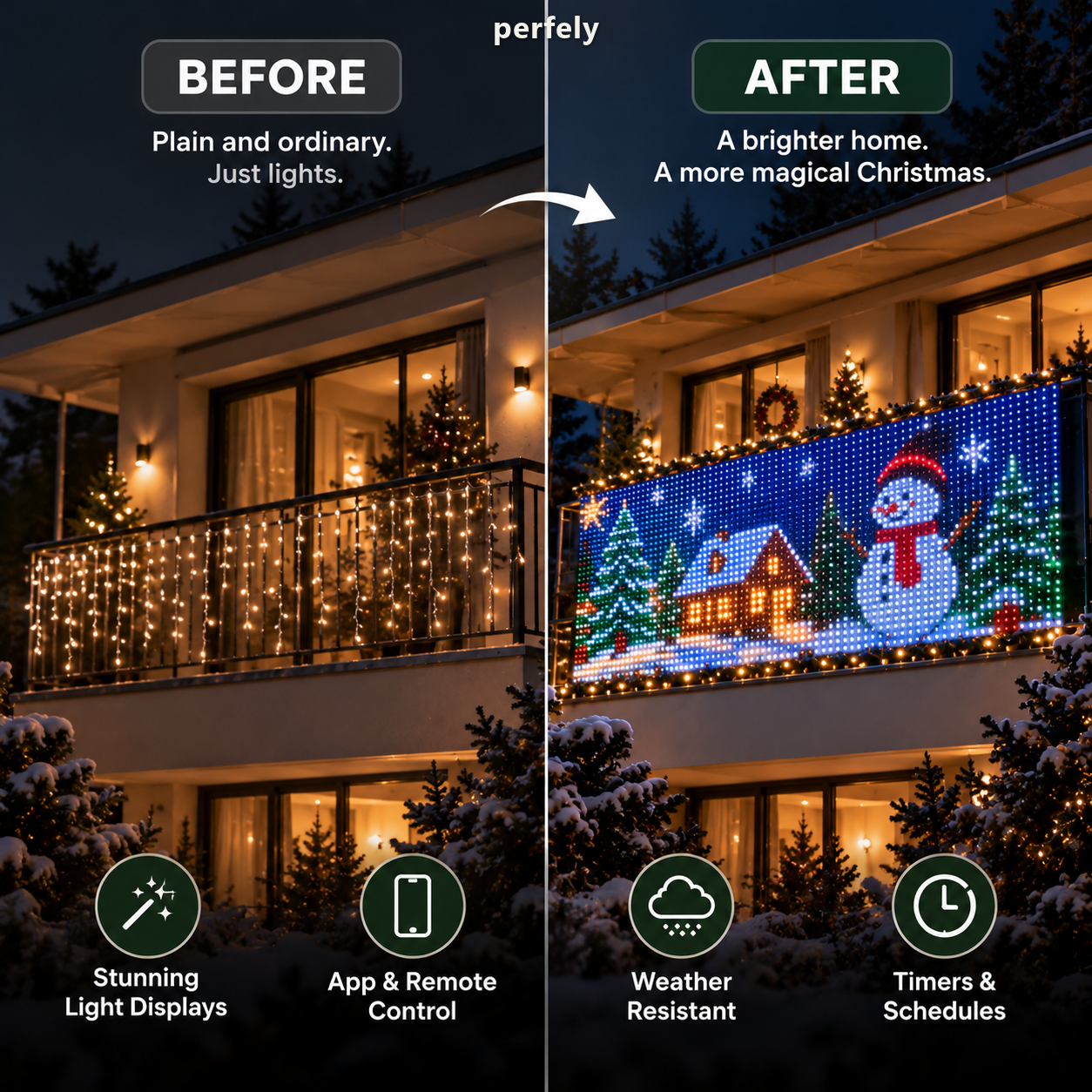 perfely Smart Animated Christmas Balcony Lights gallery image 4