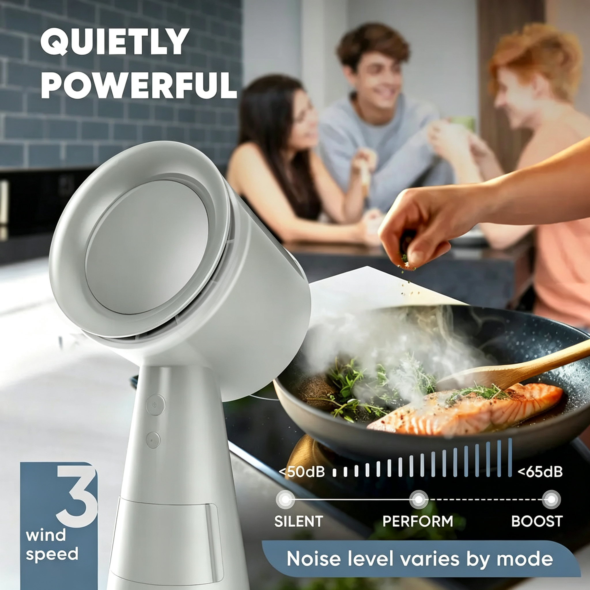 Portable Range Hood Kitchen -Powerful 3-Speed Suction Desktop CompactRange Hood - 2x Quad-Core Filters - 6 xActivated Carbon Filters - Original Low NoiseKitchen Exhaust Fan with Large Oil CollectionCup