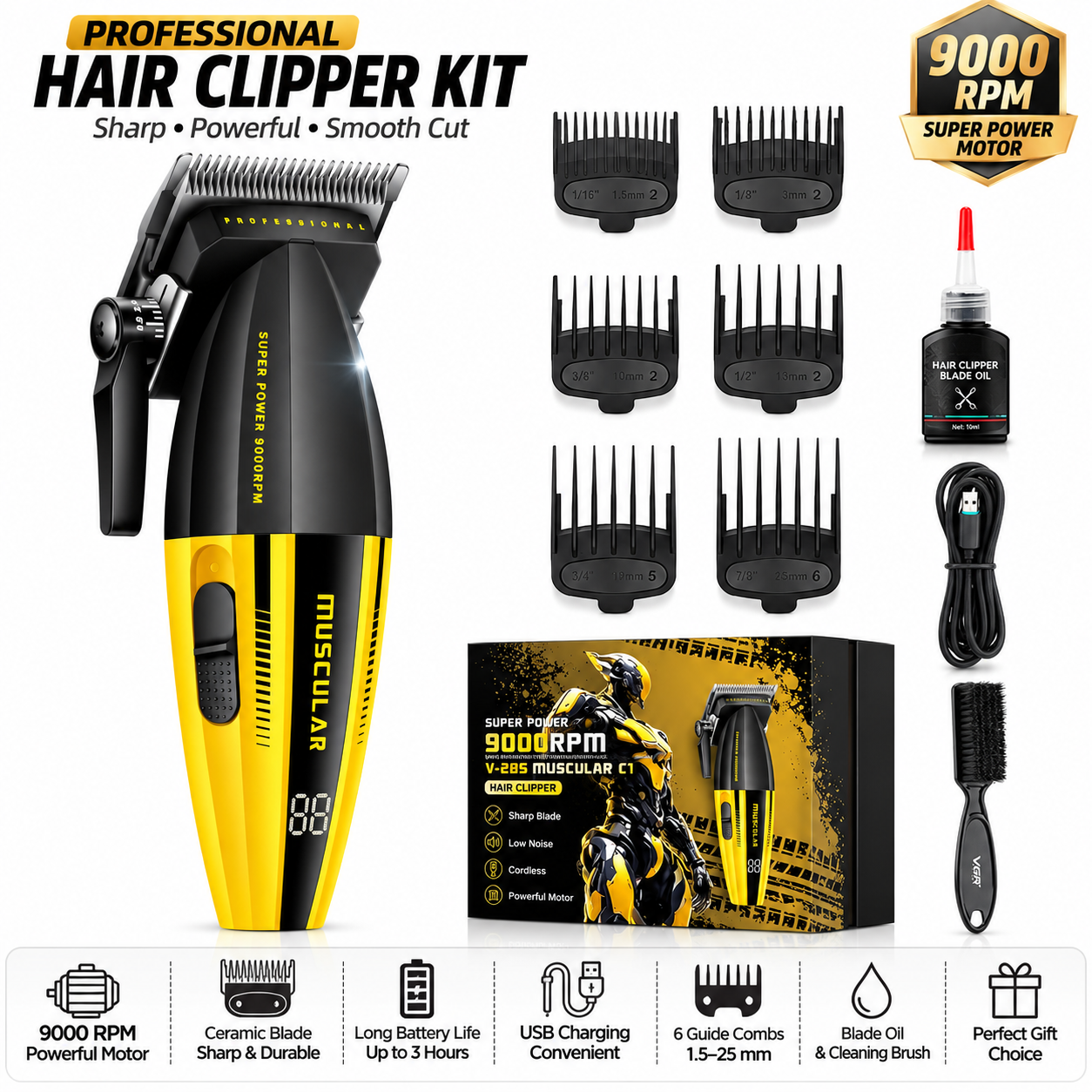 MUSCULAR 4-in-1 Professional Barber Kit